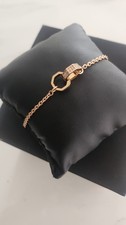 Emporio Armani Interlocking Hexagon Pavé Bracelet Rose Gold Tone Logo Charm