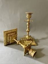 Paire De Bougeoirs Anciens De Style Baroque Bronze Doré XIX Ème Siècle