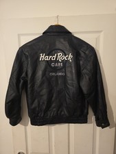 Hard Rock Cafe Orlando Kids Leather Jacket Size Medium Black