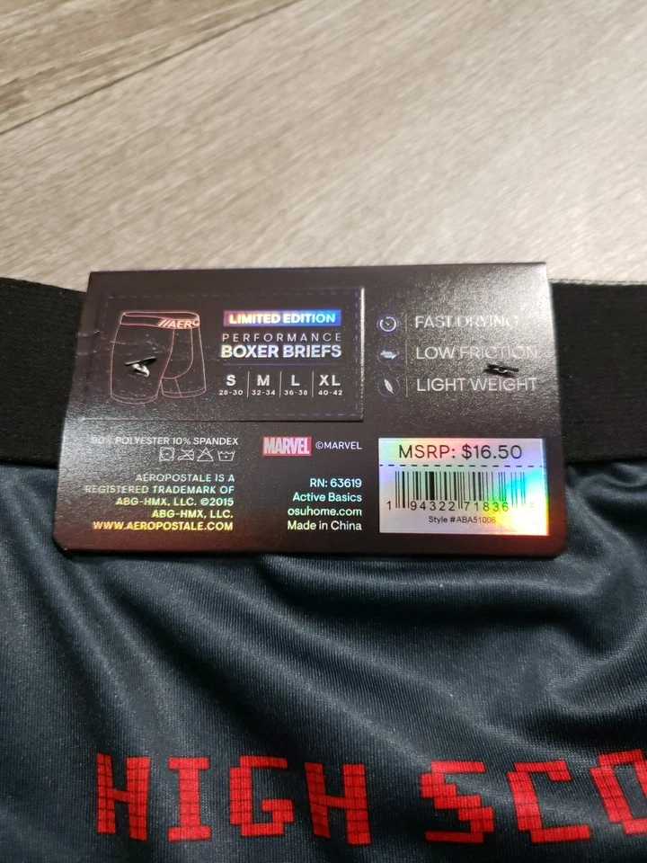 Novo com etiquetas Aeropostale MARVEL cuecas boxer masculinas 1 pacote desempenho multicoloridas M - Imagem 4 de 4