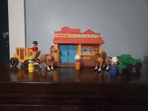Vintage Fisher Price Little People Western Town Playset.