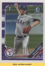 2019 Bowman Draft Chrome Purple Refractor 3/250 Justin Slaten #BDC-24 READ 07i7