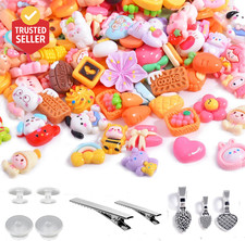 120Pcs Flatback Resin Charms Set for Slime Hair Clip, Cute Flat Back Decoden for