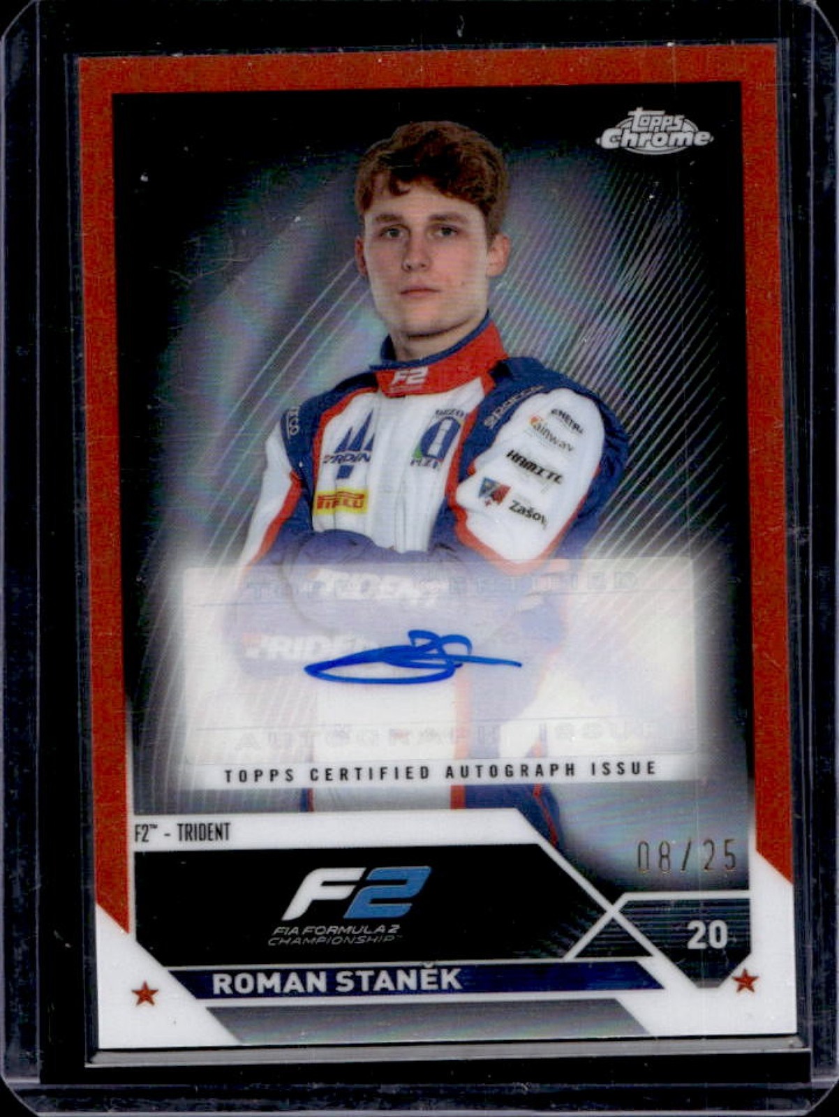 2023 Topps Chrome F1 Roman Stanek Auto Orange Refractor #/25
