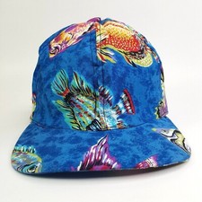 Vintage Tropical Fish Snapback Adjustable USA Made Blue Hat Baseball Cap