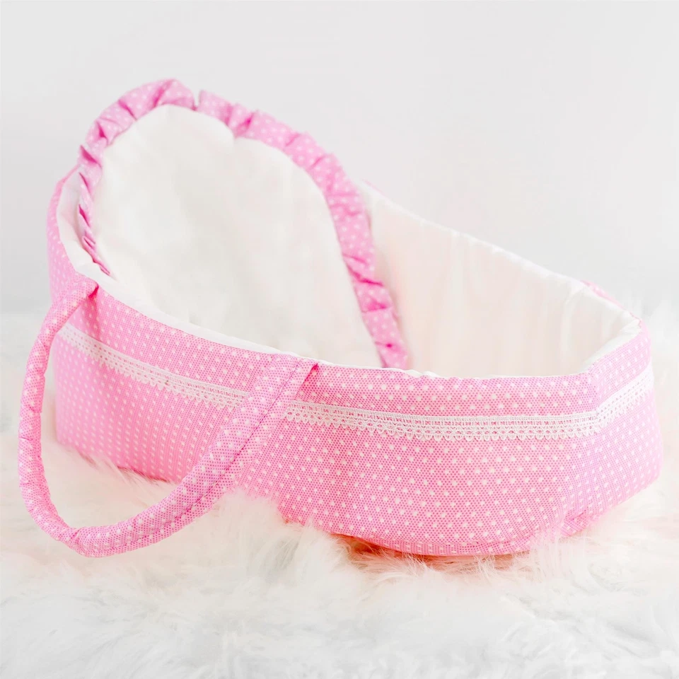 Pink Baby Doll Carry Cot Bed with Pillow Handles Sleeping Bag Carrier BiBi Doll - Image 2 of 4
