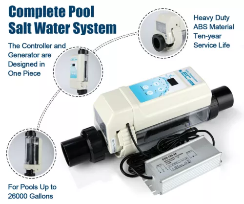 Generatore di Cloro Acqua Salata per Piscina 26.400 Gal per Piscine Interrate Fuori Terra - Foto 2 di 10