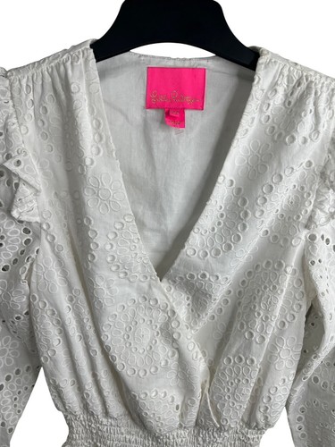 Lilly Pulitzer Taviana Eyelet Dress White Circle Bloom Resort Style Size 00 - Bild 14 von 18