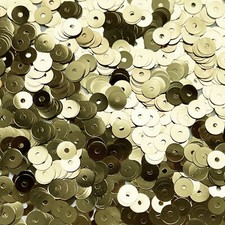 6mm Flat Sequins Light Bright Gold Shiny Metallic Medium Hole Made in USA