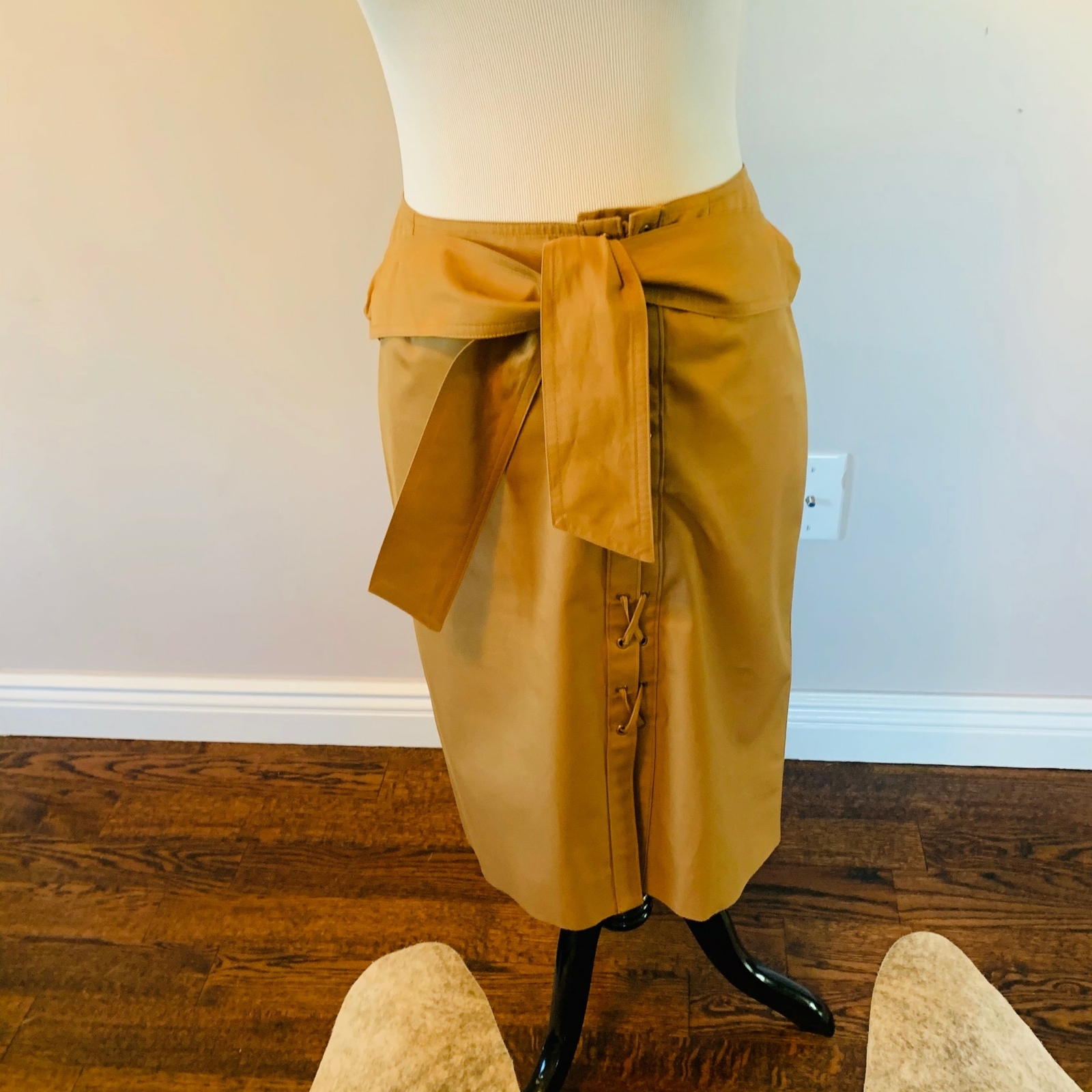 Gonna a matita Yves Saint Laurent cotone caramello usata in ottime condizioni TG FR 42 US 10 Made in France