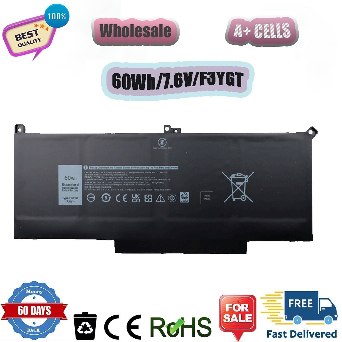 F3YGT DM3WC Notebook Laptop Battery for Dell Latitude 12