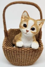 Leonardo Collection Cat Studies Playtime 2008 Tabby Cat in Basket Figurine