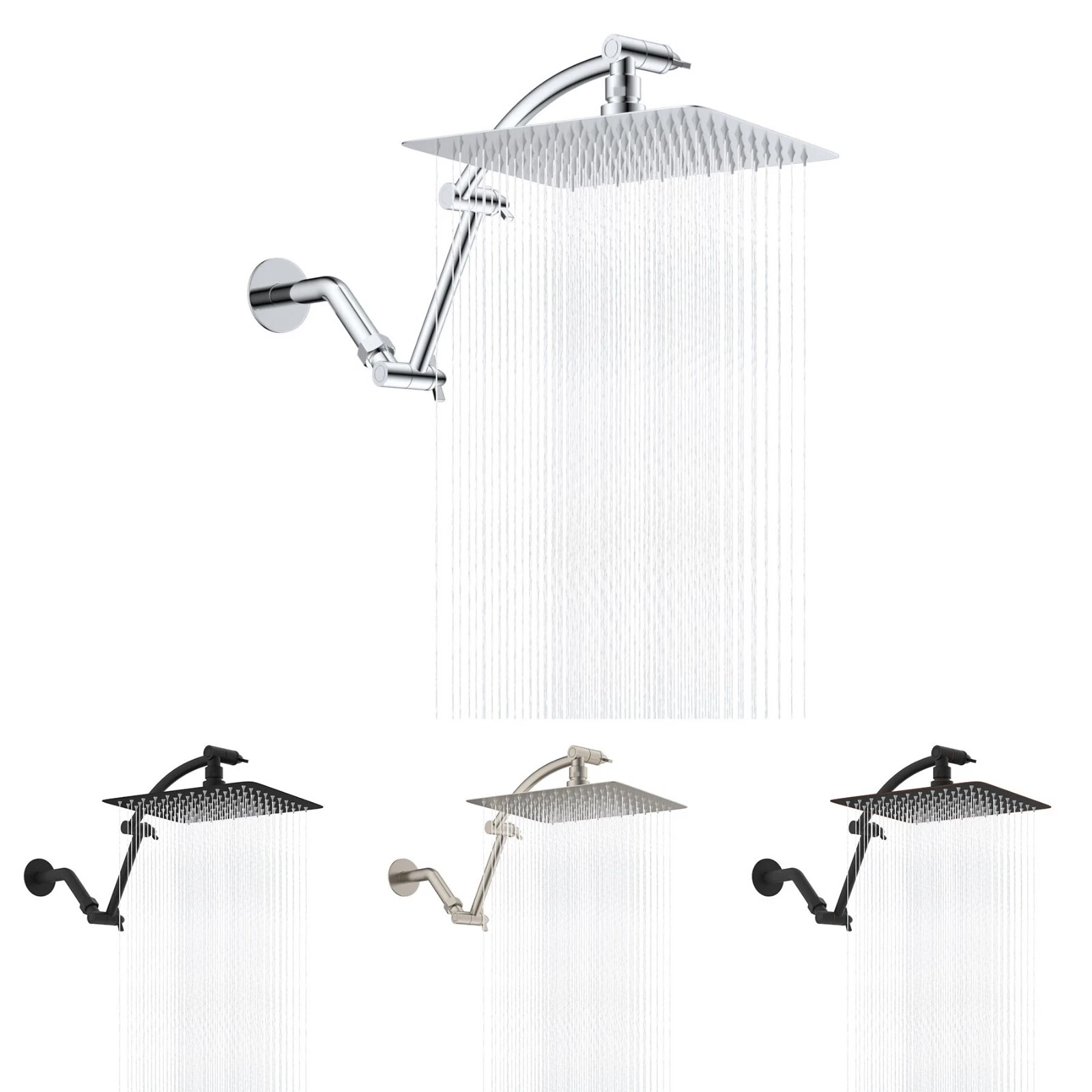 10'' High Pressure Rainfall Showerhead with Shower Extension Arm Adjustable