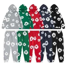 New Men's Hoodie Set 2 PC Sweatshirt Pants Hip Hop Streetwear Floral Wreath