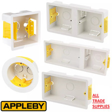 APPLEBY DRY LINING BACK BOX Plasterboard SINGLE DOUBLE Round 1G 2G 35mm 47mm