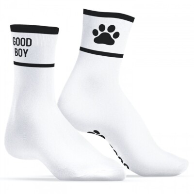 SNEAKXX - Socken I Puppy-Play I Good Boy I weiß-schwarz - herren, pet-play, sox