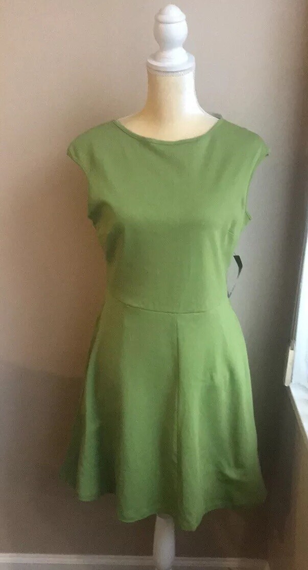 New York & Company Womens Green Fit Flare Dress Cotton Sleeveless NWT New York & Company Womens Green Fit Flare Dress Cotton Sleeveless NWT