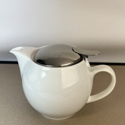 Zero Japan White Teapot With Lid Single Serve No Infuser Preowned Unused 