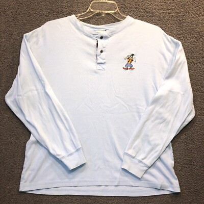 Disney Goofy Shirt Long Sleeve Mens L 67273 Blue Vintage Embroidered S552