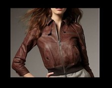 $1200 Bird by Juicy Couture Riley Leather Bomber Jacket Tobacco Brown M GORGEOUS