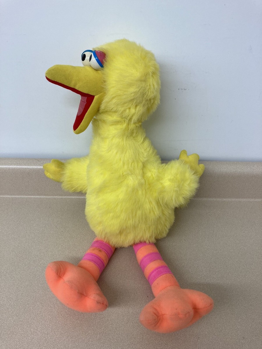 Vintage 1986 Sesame Street Talking Big Bird Plush Yellow Pull