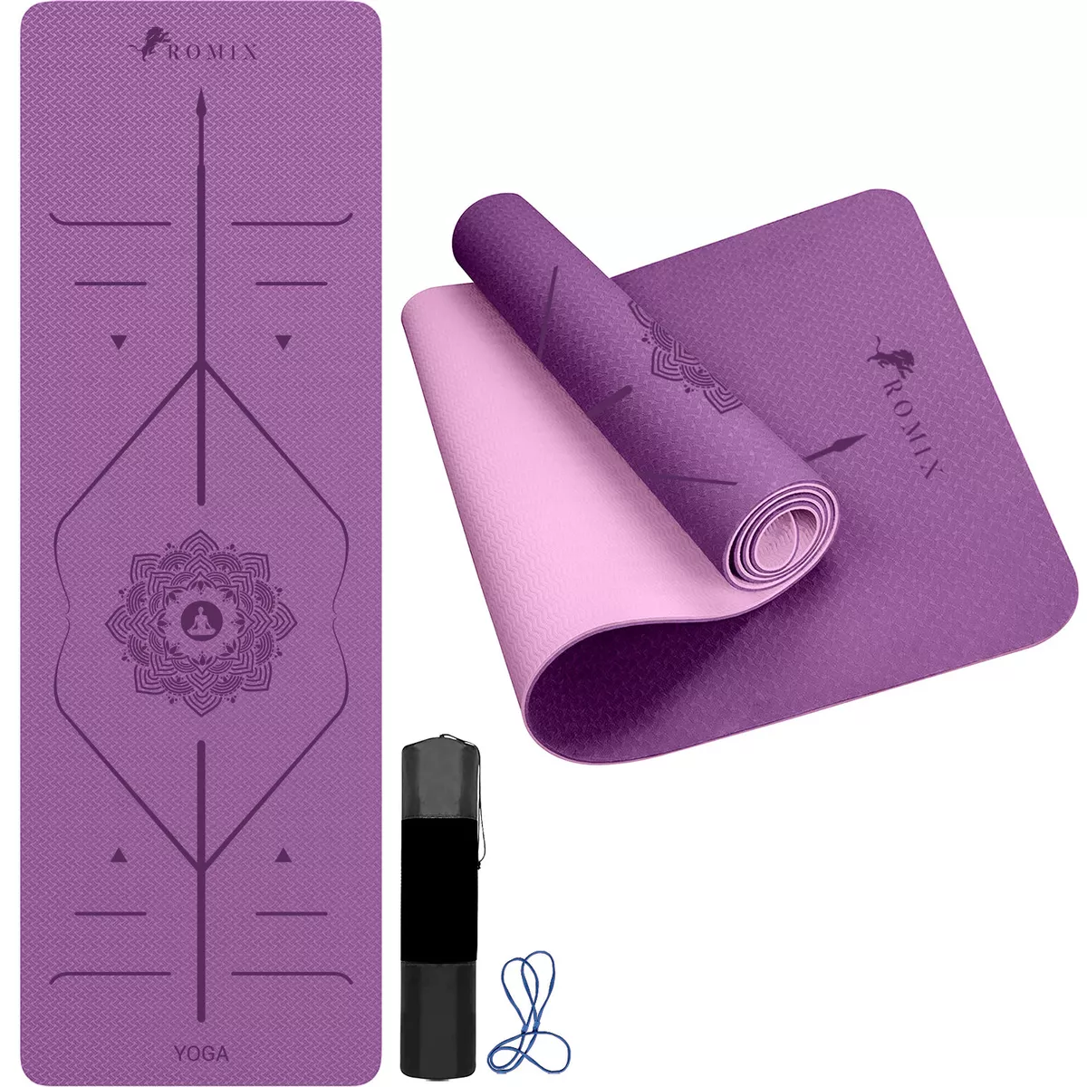 Yoga Mat with Alignment Lines, Professional Non Slip Pilates