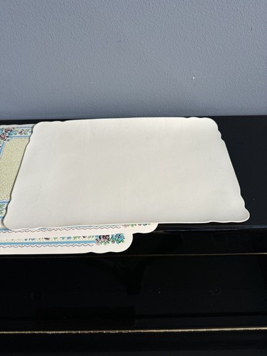 VTG Vinyl Cushion Retro Placemats 4 Lot - Blue Green Purple Floral 17.5"x11.25" - Picture 3 of 5