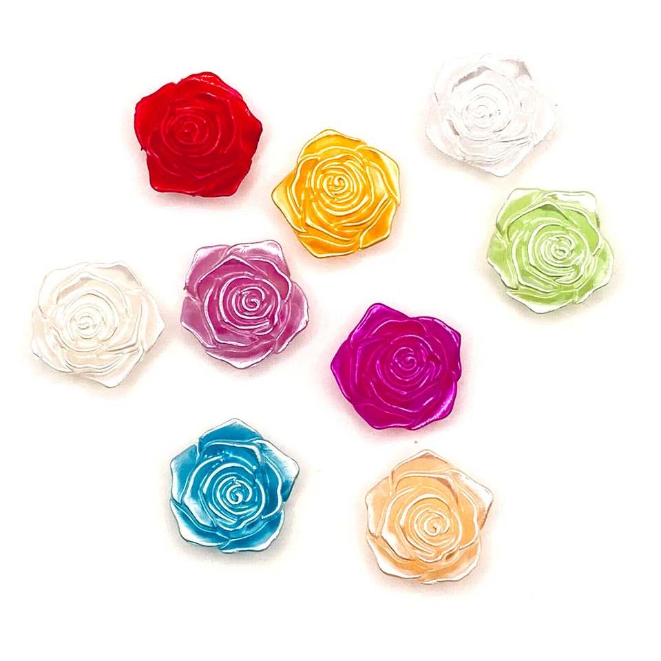 EVENTDEKO SHOP 5 große Rosen Blüten Dekosteine 1,8cm zum Kleben Basteln als Streudeko Farbwahl