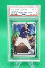 2020 Bowman Draft Chrome Green Refractor SP /99 #BD-107 Zac Veen PSA 9 ES6