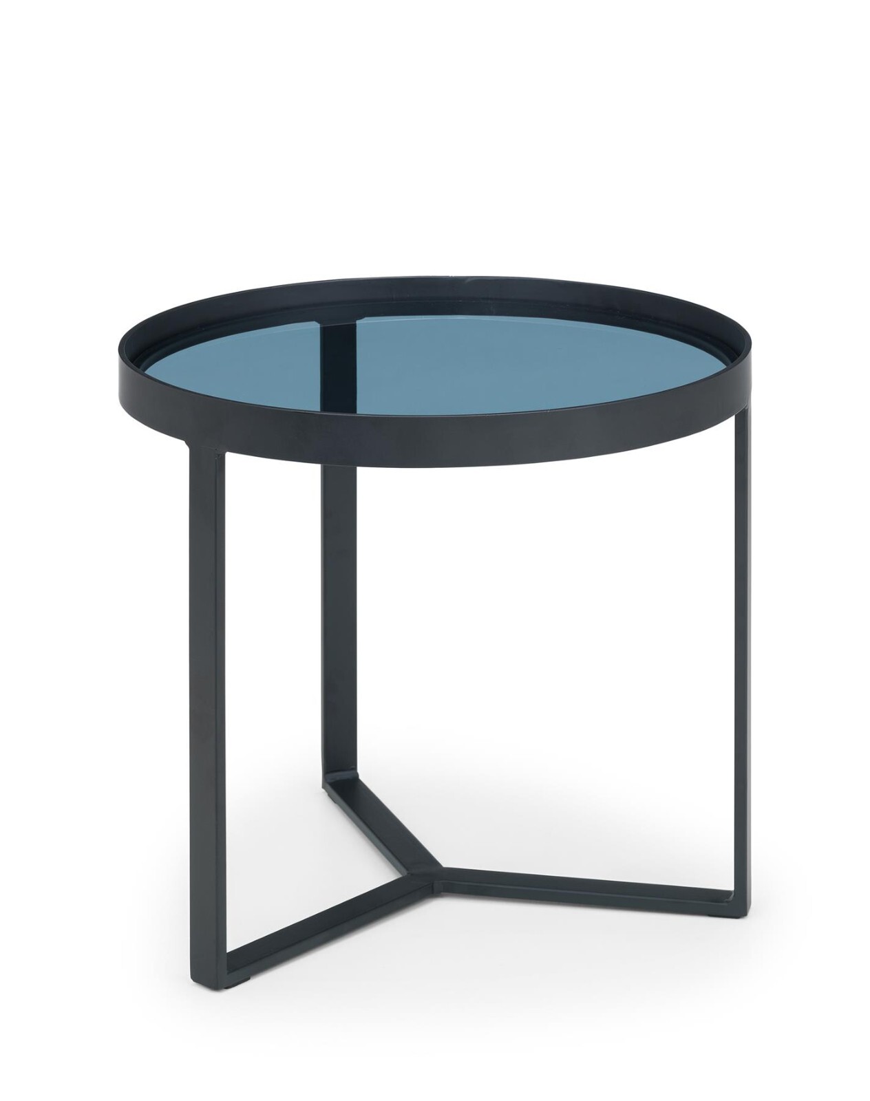Julian Brown Loft Lamp Table Black Frame Smoked Glass Round Living Room