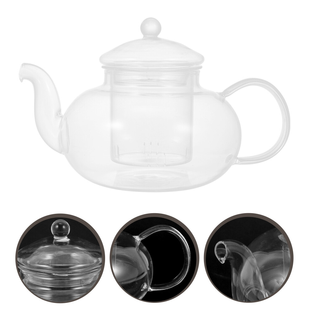 Glass Flower Teapot with Strainer for Loose Leaf Mini Stove