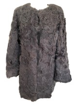 Women’s Ravn Grey Lamb Shearling Curly Fur Coat Size40/uk12 Bnwt
