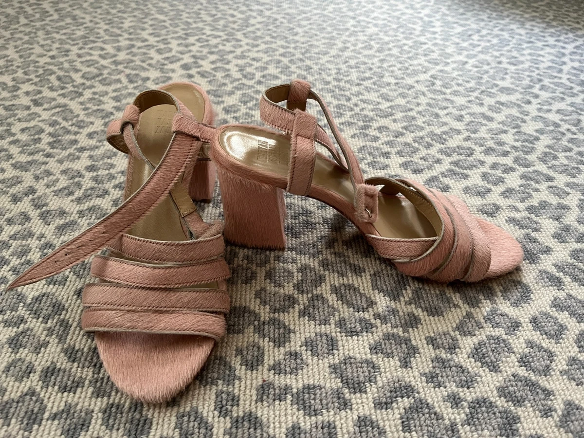 Maryam Nassir Zadeh Palma High Heel Pony Hair Pink Sandals Size 36