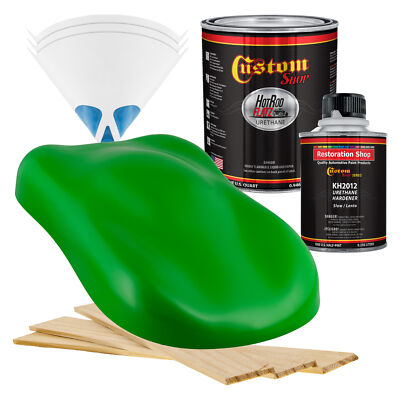 HOT ROD FLATZ Vibrant Lime Green Quart Kit URETHANE Flat Auto Car Paint Kit
