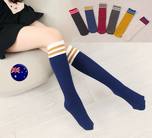 Children Kid Girl Boy under knees Striped School Long leg Socks tights stockings - Picture 16 of 16