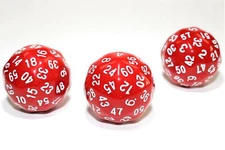 D60 Tabletop RPG Roleplay Game Die - Red with White - Cards Token Counter Mark