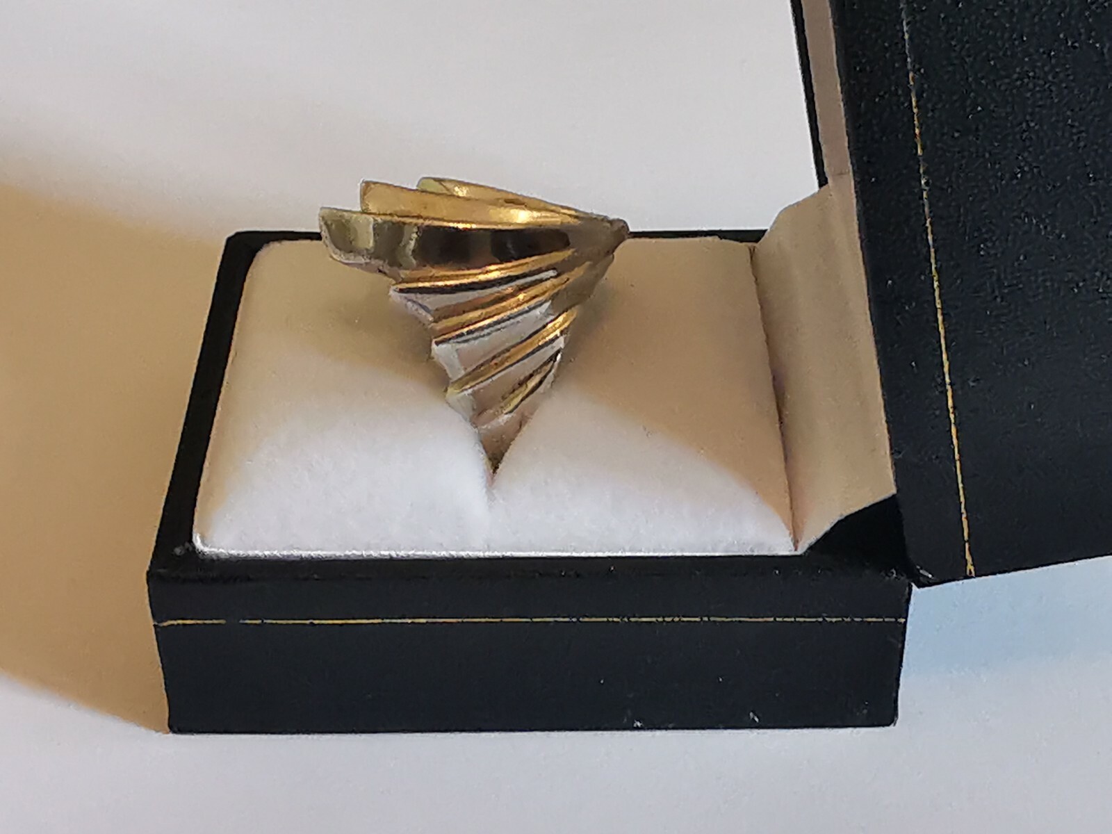 LARGE SILVER STATEMENT RING 925 FAN shaped CONTEM… - image 5