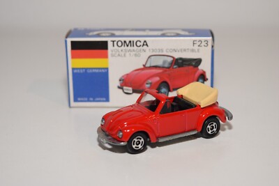 A89 1:60 TOMICA TOMY F23 VW VOLKSWAGEN KAFER BEETLE 1303S CONVERTIBLE RED MIB