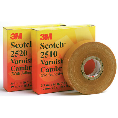 Scotch  Varnished Cambric Tape 2510, 3/4 in x 36 yd, Yellow, 1Roll/Carton