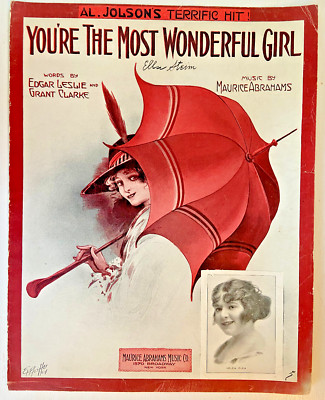 Vintage Sheet Music-1913-You're The Most Wonderful Girl-Helen Eley-Pfeiffer-Song