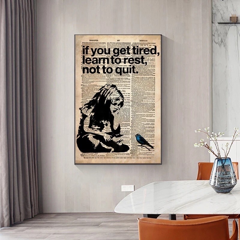 never quit motivational Wall Art mindset  Canvas Home Decor banish graffiti
