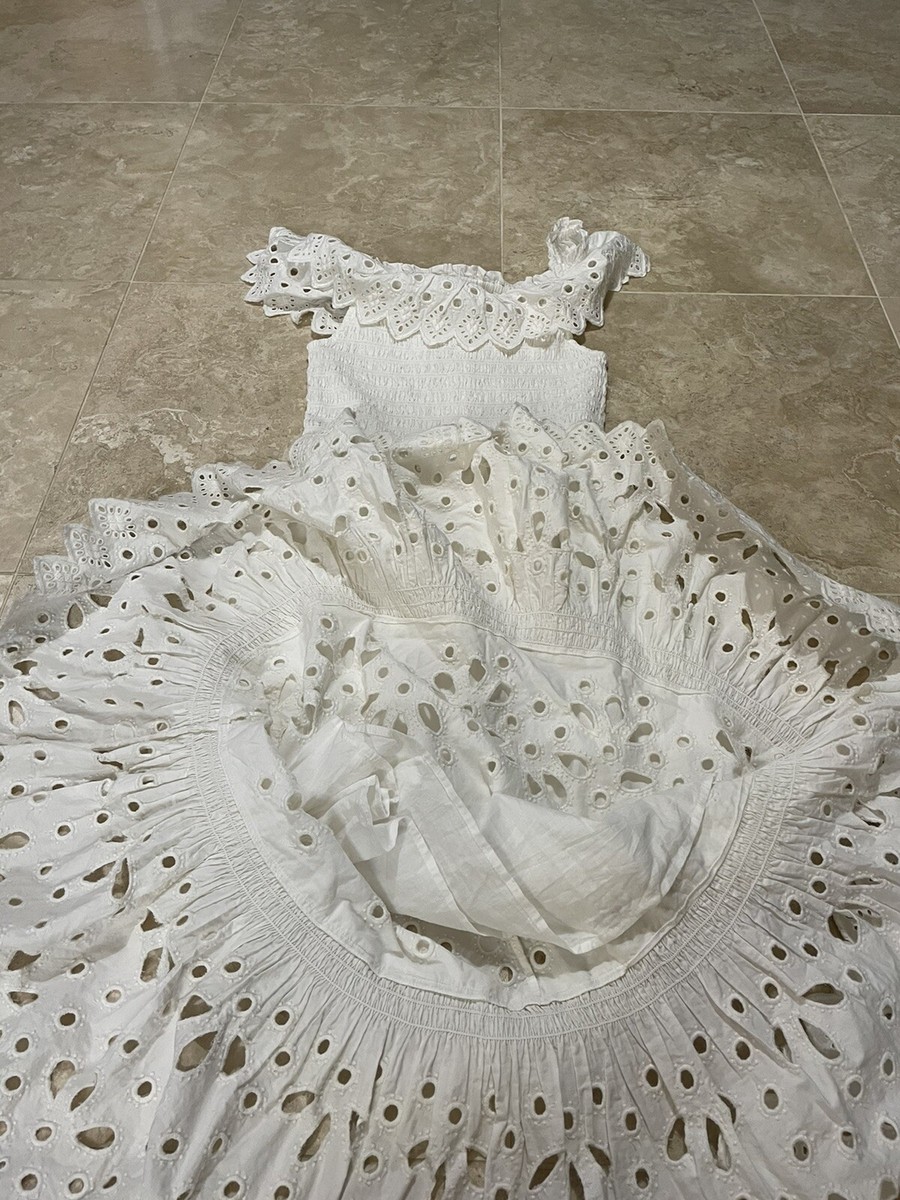【Sea NEW YORK】カハドレス SEA New York Hazel Eyelet Smocked Ruffle Midi Dress White XS