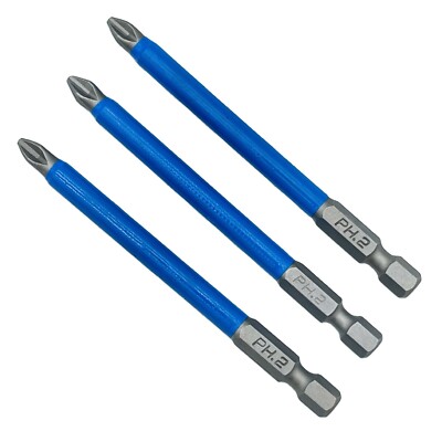 90 mm rutschfest magnetisch PH2 Schraubendreher Bit 1/4 Zoll Sechskantschaft Schraubendreher S2 x3 Stck.