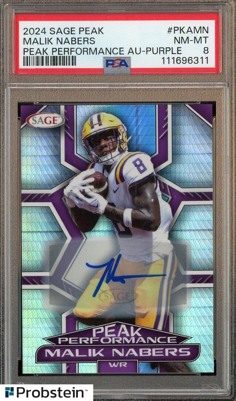 Malik Nabers Sage Peak Performance Autographs #PKAMN Purple