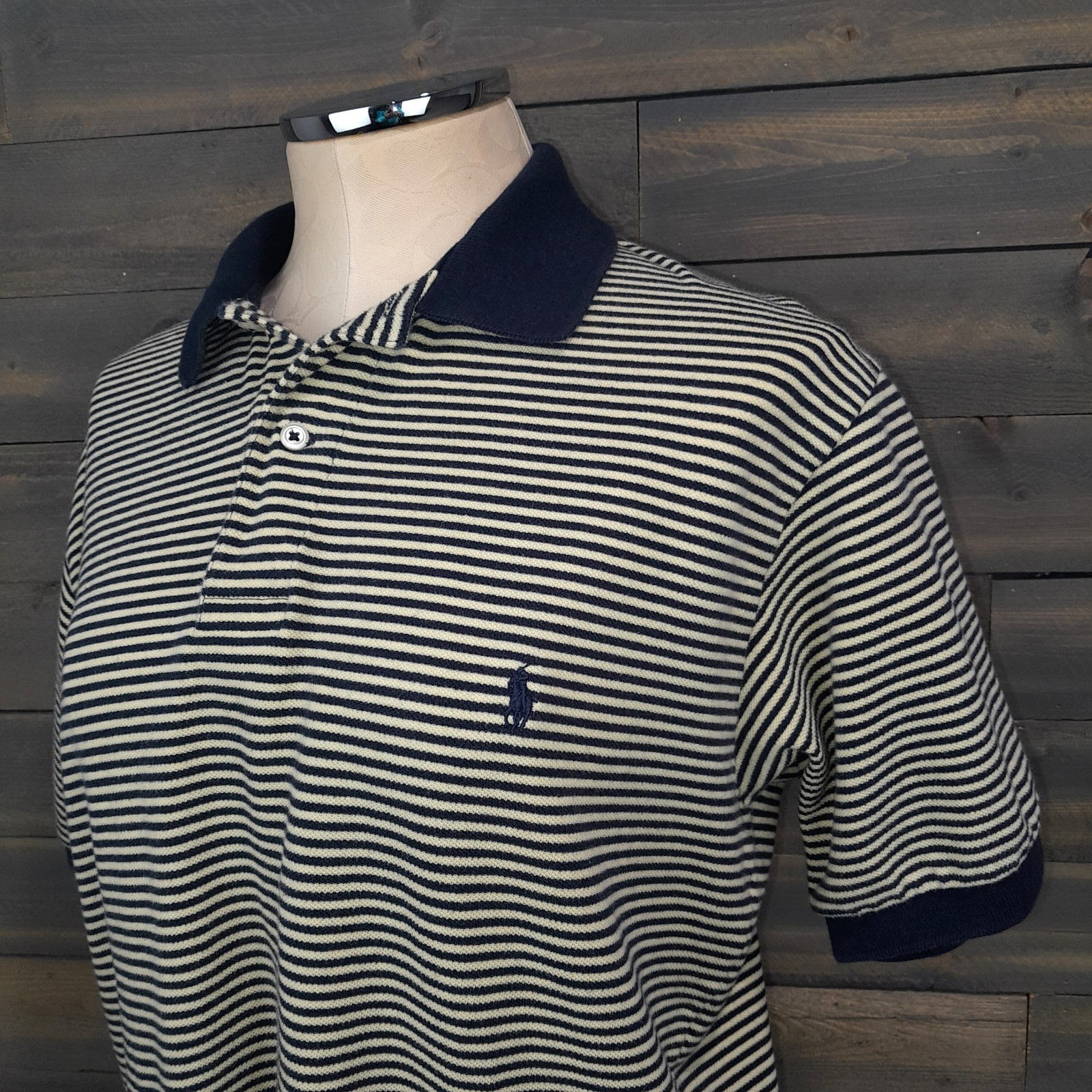Polo Ralph Lauren camicia uomo grande blu navy righe cotone pony logo golf casual