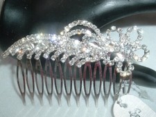 Sophia Wedding White Rhinestone Floral Slide Side Hair Comb NWT