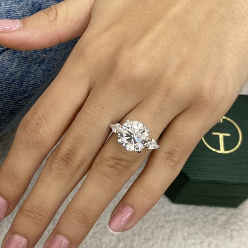 Round Diamond Engagement Ring 7.80 Lab-Grown E/VVS2 3 Stone 14K White Gold - Bild 4 von 11