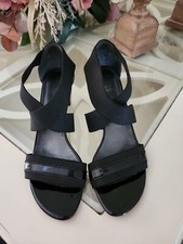 Stuart Weitzman Sandals Womens Black Patent Leather Criss Cross Strap Shoe Sz 8