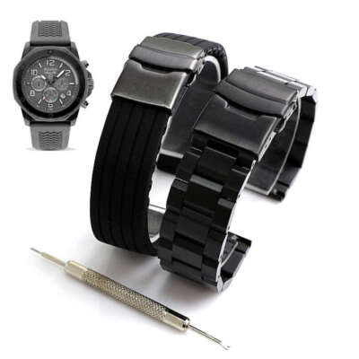 Pack of Steel Bracelet Silicone Black Replacement Watch Band Bulova  98B223
