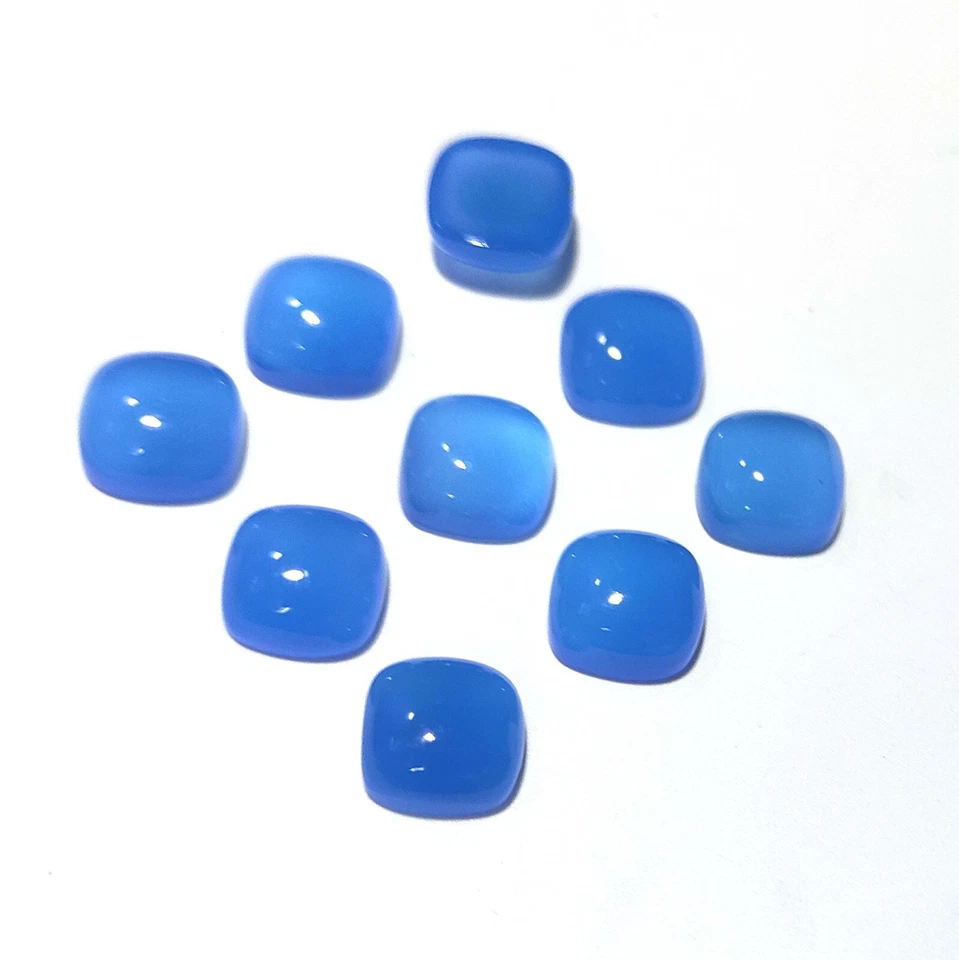 Lote al por mayor de 10 piezas de piedras preciosas espirituales sueltas de calcedonia cabujón natural India Foto 4 de 4